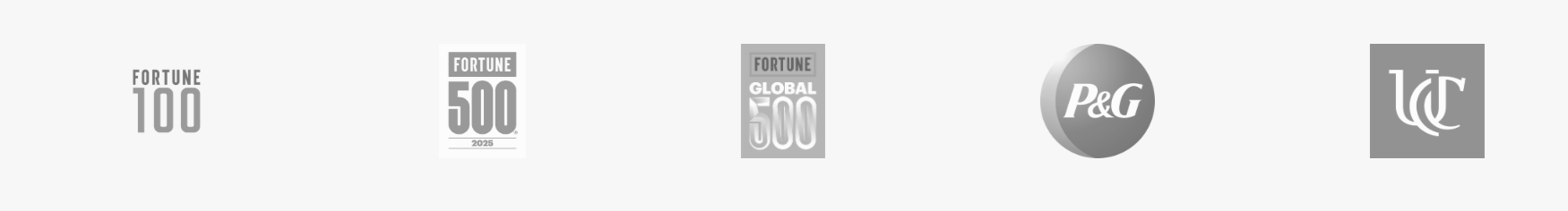 Fortune 100, Fortune 500, Fortune Global 500, P&G and University of Cincinnati logos